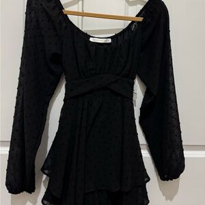 Elegant Black Women’s Ruffled Romper